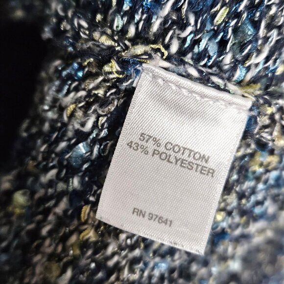 J Jill Sweater Womens XS Textured Green Blue V Neck Coastal Boho - Picture 6 of 9